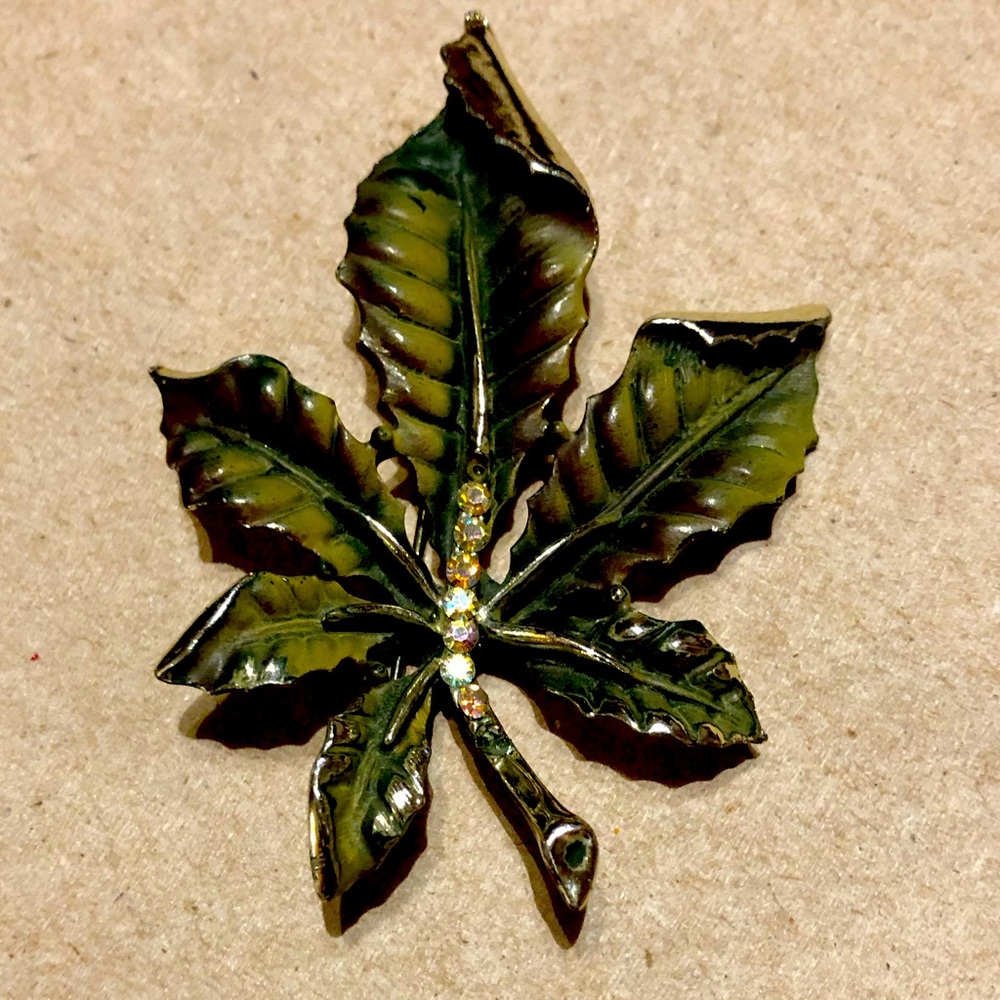 Vintage BSK Leaf Brooch